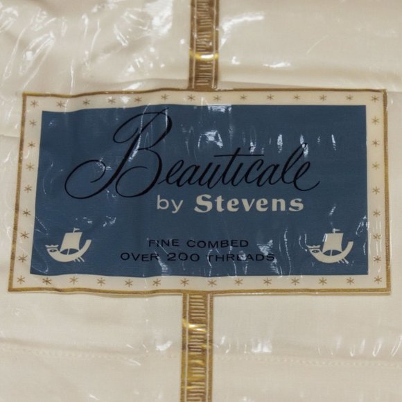 NWD Vtg Stevens Beauticale Cotton 200 Thread (2) Cream Pillow Cases 42 x 38.5 - Picture 3 of 8
